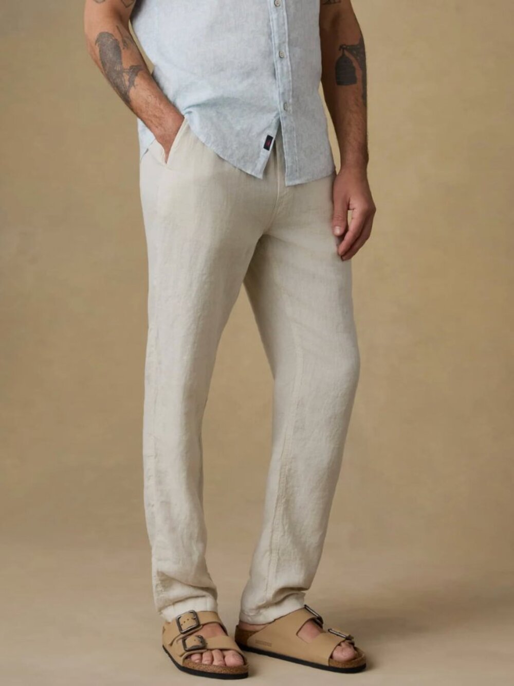 Faherty Linen Drawstring Pants Size S Weathered Sand